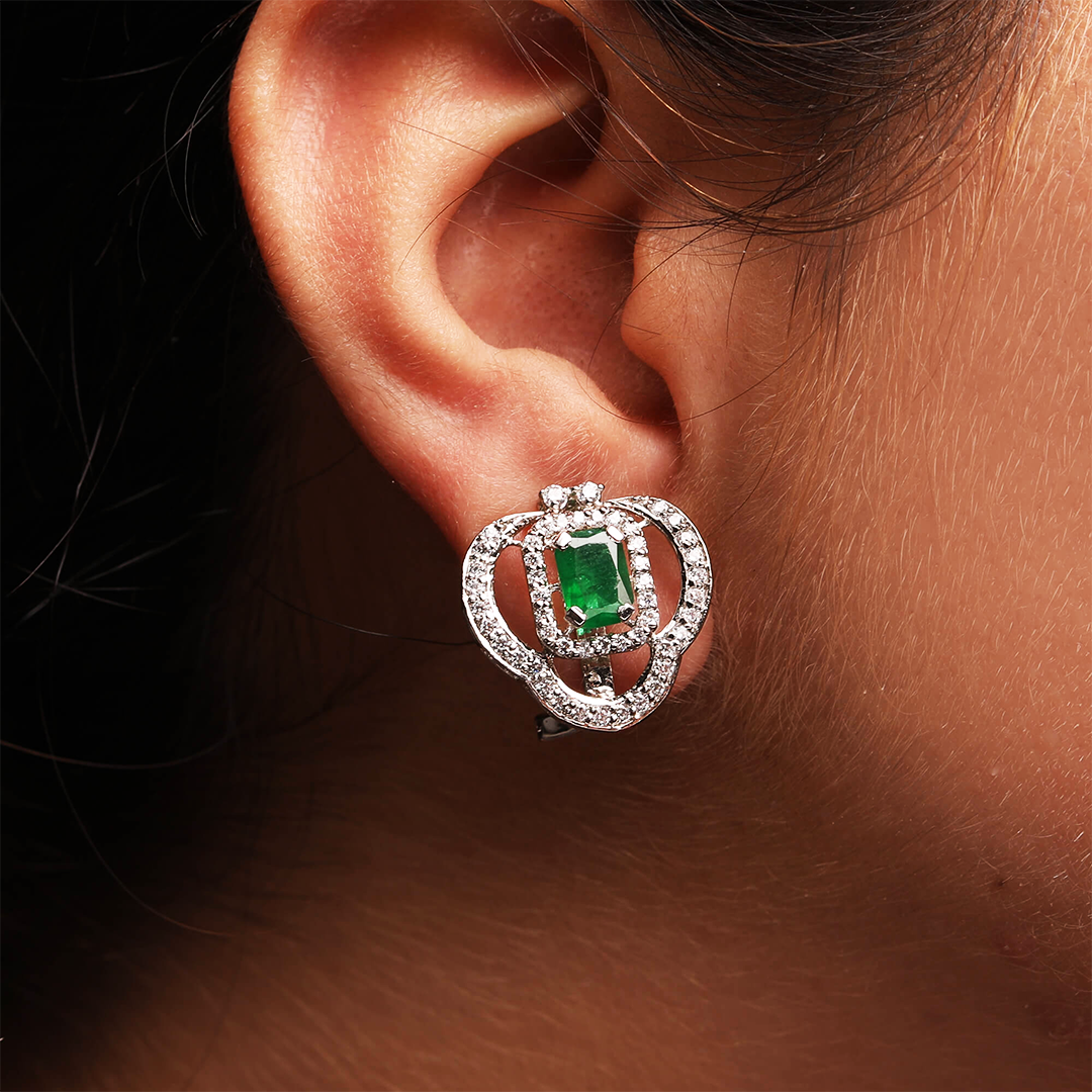 The Happy Emerald Stud Earrings