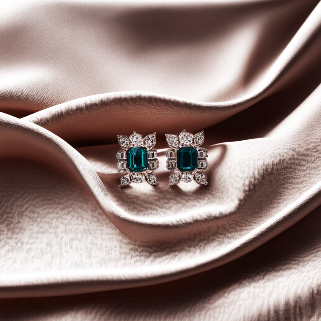 The Enclosed Emerald Stud Earrings