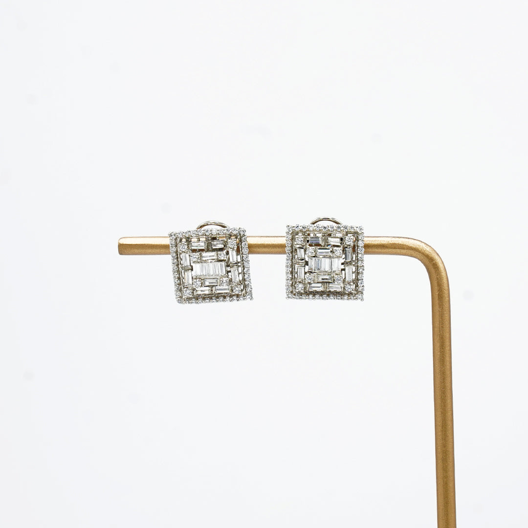 The Sparkling Square Stud Earrings