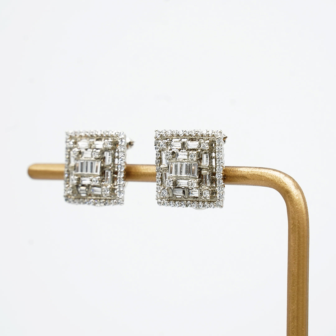 The Sparkling Square Stud Earrings