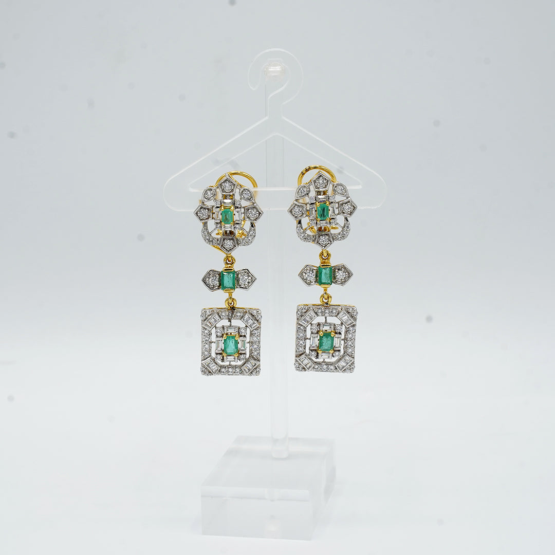 The Geometric Emerald Drop Earrings