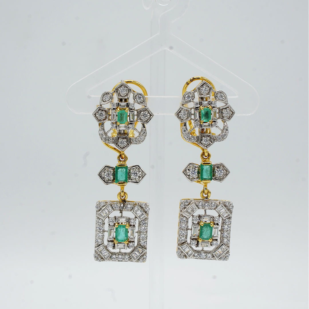 The Geometric Emerald Drop Earrings