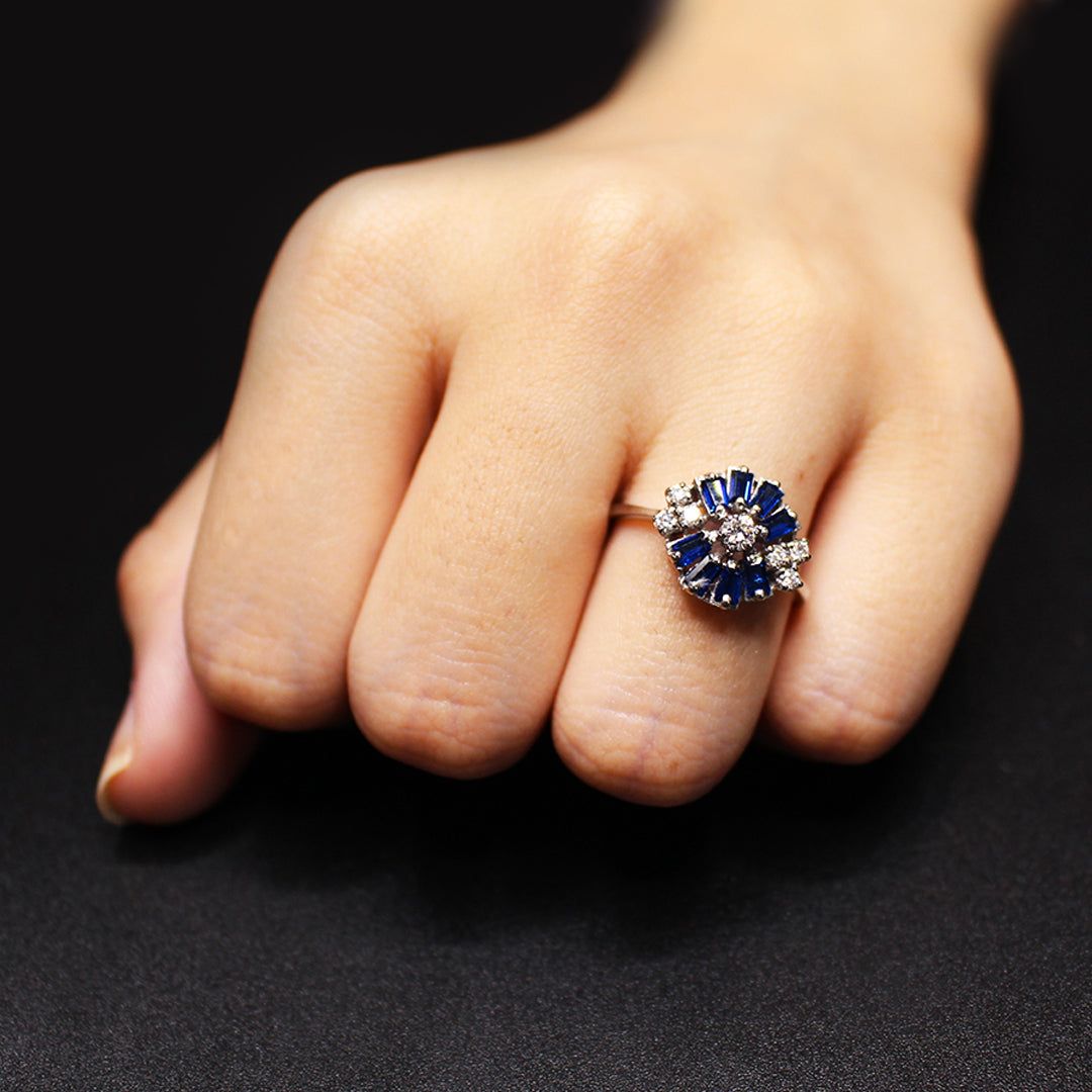 The Sapphire Aster Diamond Ring