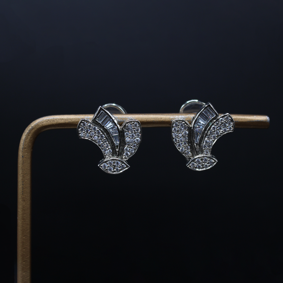 The Feathery Zircons Stud Earrings