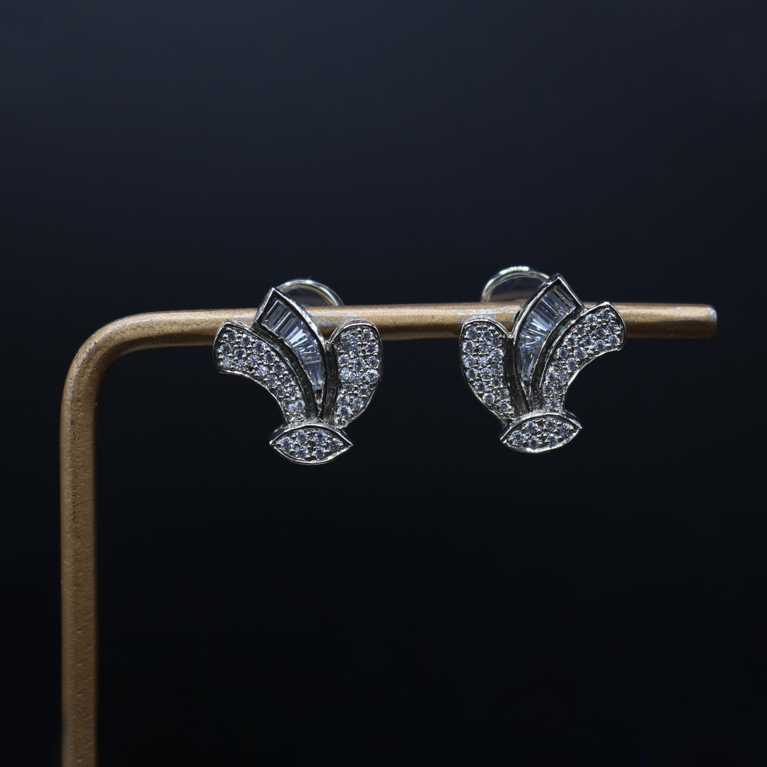 The Feathery Zircons Stud Earrings